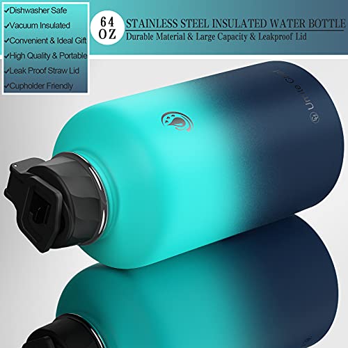 image for Umite Chef Stainless Steel Water Bottle with Straw, 40 OZ Wide Mouth V