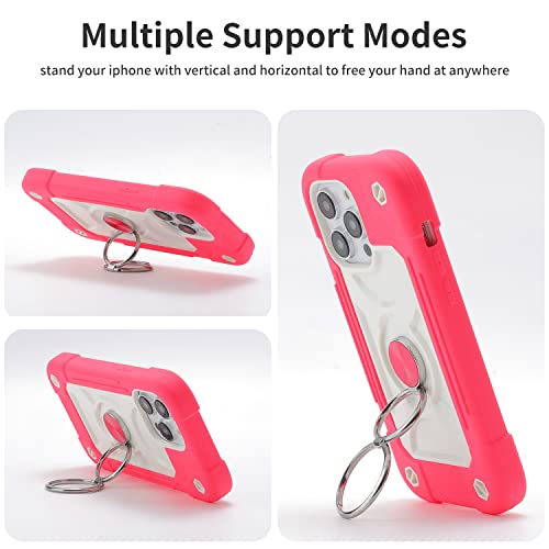 Image of MARKILL Compatible with iPhone with Built-in 360Rotating Ring Stand, Military Grade Drop Protection Full Body Rugged Heavy Duty Case Durable Cover (Hot Pink, iPhone 14 Pro Max 6.7 inch)