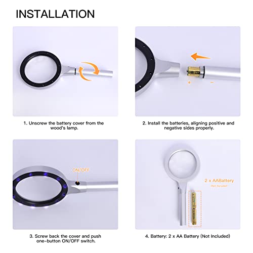 Woods Lamp Pets Uv Light Handheld Magnifying Glass Woods Lamp Ringworm Wood's Lamp 12 Led Light 365Nm Led Uv Lamp Woodslamps Urine Dog Cat Ringworm Detection Bedbug Inspection Lights Skin Analyze #TOP5