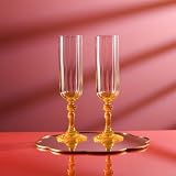Kieliszki do szampana KROSNO 220 ml z żółtą nóżką, zestaw 2 szt. – do Mocktaili, Mimosa, Prosecco, Cava i Spritz – bez ołowiu – można myć w zmywarce – Bubble Celebration Moments