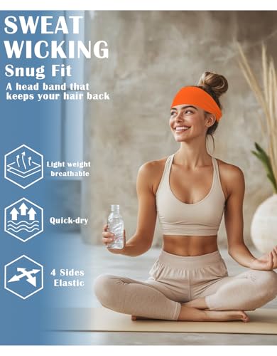 Image of Headbands for Men & Women, Sweat Headband Non-Slip Sweatband Sports Running Cycling Yoga Basketball Workout Football Training