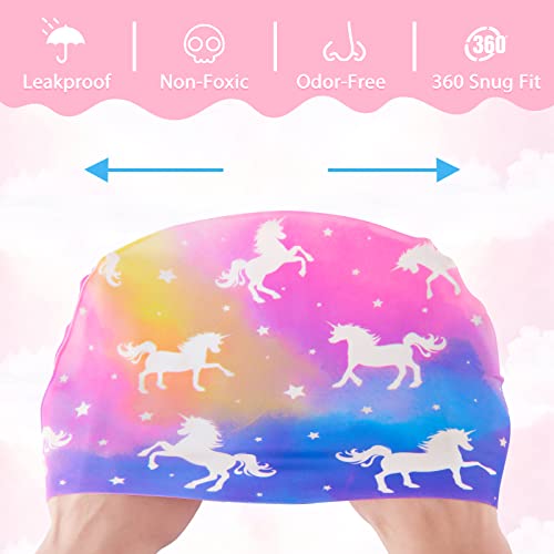 2 Pack Kids Swim Cap Durable Silicone Swim Caps For Boys Girls Toddler Waterproof Bathing Pool Swimming Caps #TOP2