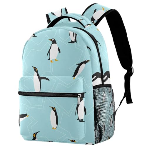 Sac à dos d'école pingouin multicolore de 29.4x20x40cm pour adolescents et enfants