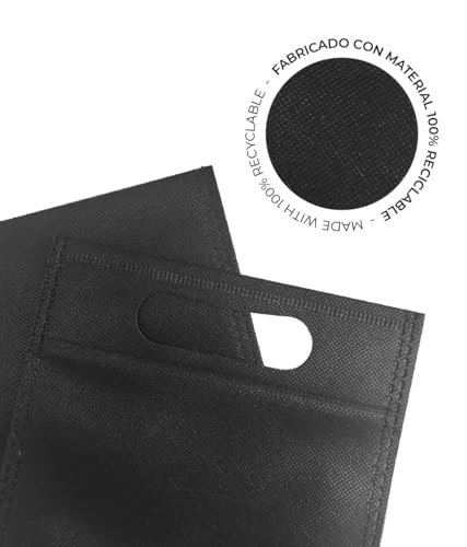 Miniatura 3 de Vinak - Pack De 10 50 100 200 Bolsas De Botella De Vino En Tela No Tejida Non-Woven Termosellado De Alta Resistencia Con Asa Bolsas Para Botellas Perfectas Para Regalo 100, Negro