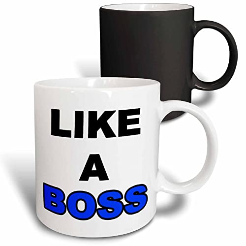 3dRose Like a boss, Blue 11oz Magic Transforming Mug