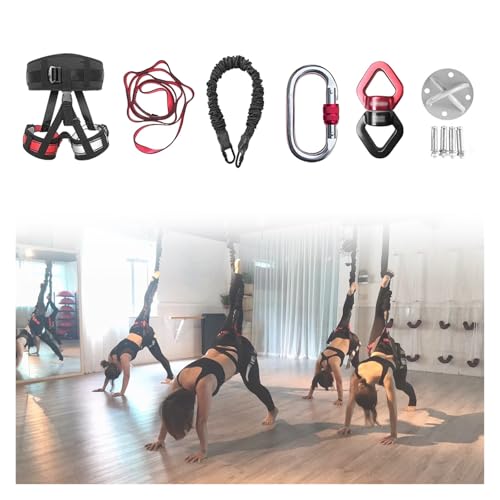 Resistencia de Bungee de Fitness Kit De Entrenamiento De Resistencia Para El Hogar, Equipo De Fitness Con Cuerda De Resistencia Negra, Arnés Extensible Y Cuerda Elástica, Bandas Antigravedad(Full set
