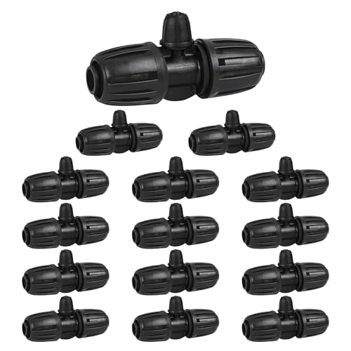 15 pezzi Connettore da giardino 16mm a 4/7 Connettore a T con chiusura a spillo da giardino per tubo in PE Irrigazione da giardino Irrigazione Irrigazione
