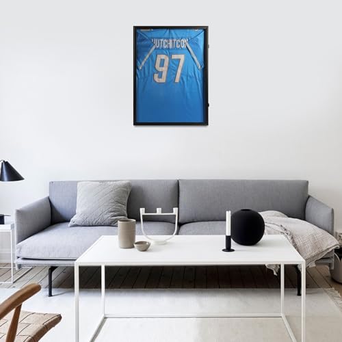 IHEIPYE Jersey Frame Display Case Black Lock,Large Shadow Box Lockable with UV Protection Acrylic Linen Lining and Hangers for Baseball Basketball Football Soccer Hockey 2XL Sport Jersey Shirt by IHEIPYE - Image 6