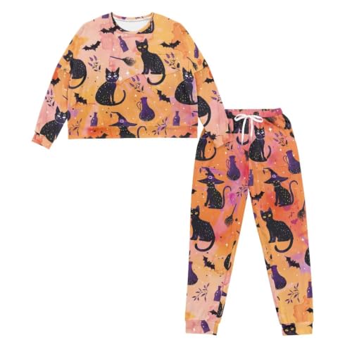 Image of Womens Lounge Set Long Sleeve Soft Pajama Sets | Casual 2 Piece Pj Outfit, Crewneck Sleepwear with Pockets, Adjustable Drawstring, Soft Comfy Fall Pajamas, Plus Size