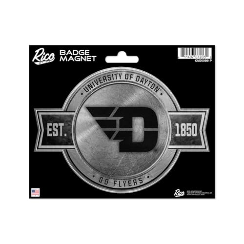 Rico Industries NCAA Dayton Flyers Pewter Design Badge Magnet - for Car, Fridge