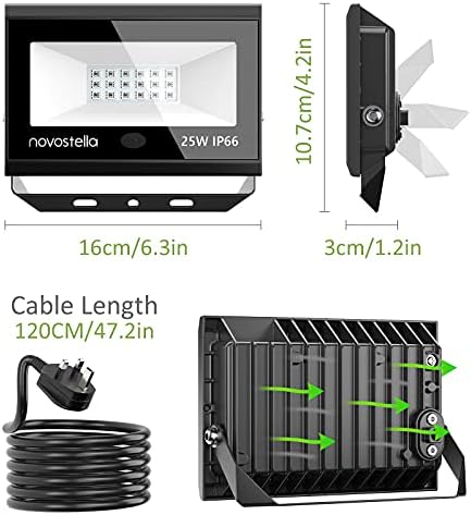 NOVOSTELLA 25W LED RGB Flood Lights with IR Remote, IP66 Waterproof Outdoor Stage Uplights, DIY Modes, Dimmable Color Changing Floodlight for Events Halloween Christmas Garden Landscape, 4 Pack