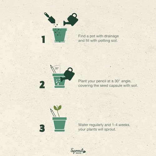SproutWorld Wood-Cased Pencils | Original Edition | HB Pre-Sharpened Graphite Plantable Wooden Pencils with Flower, Herb & Vegetable Seeds |Gift Ideal for Drawing, Sketching & Shading | 8 Pack