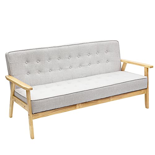 lifesia ソファ カウチ ソファー 3人掛け ファブリック 肘付き 天然木脚 幅153cm シンプル 北欧 ナチュラル ホワイト 172E