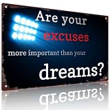 Excuse Vs Dream Motivational Metal Sign Motivational Wall Decor 8 x 12 Inch