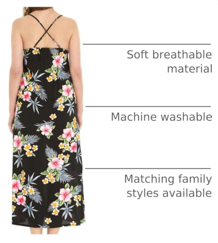 Image of Family Matching Hawaiian Clothes, Hibiscus Black | Black Hibiscus Print • Soft Rayon Fabric • Family Matching Outfits • Vacation Ready • Luau Party Wear