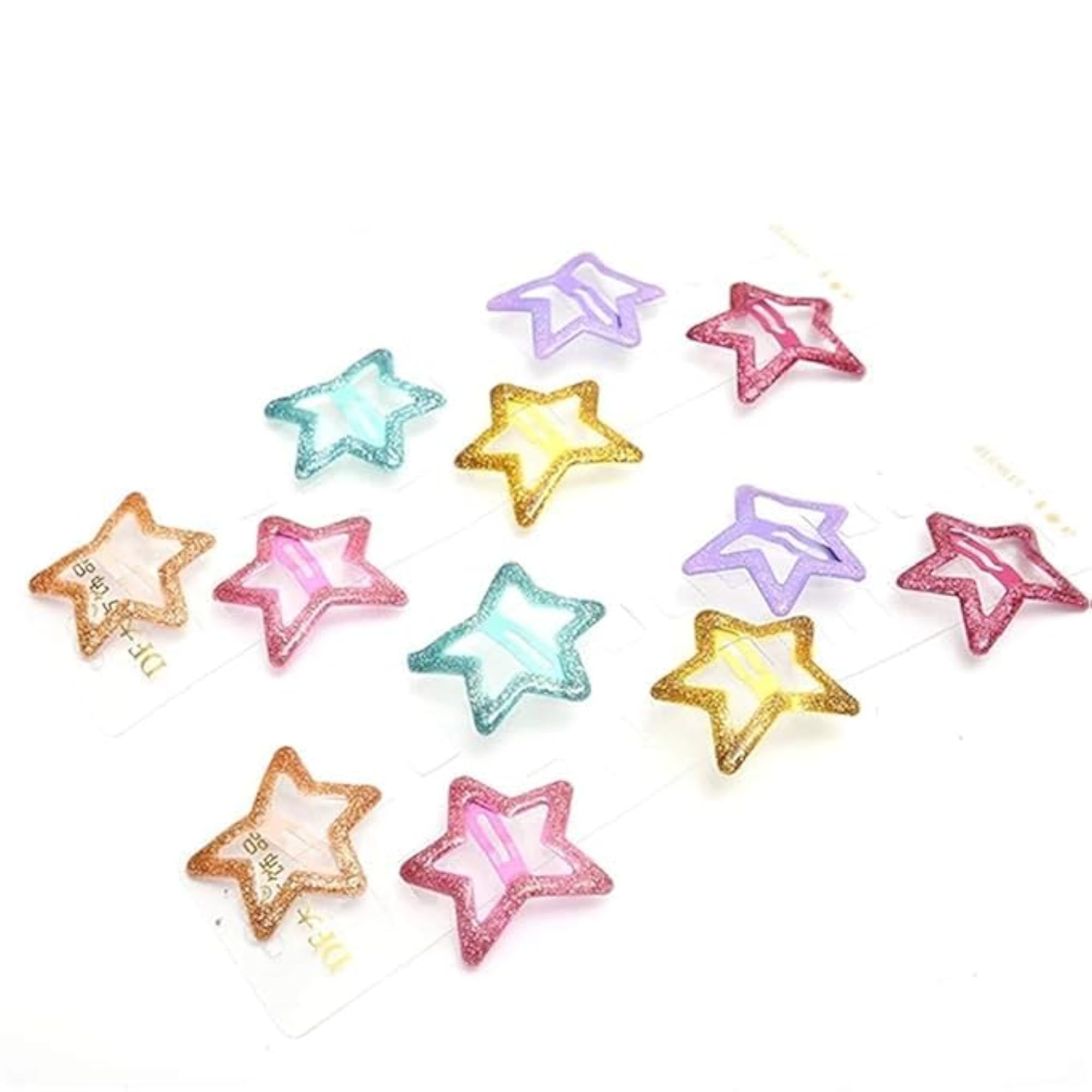 Colorful Star Shape Glitter Metal Snap Hair Clips, 10pcs