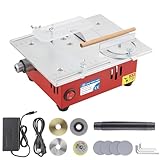 MXBAOHENG Mini Table Saw Small Precision Hobby Table Saw, 1/2' Adjustable Cut Depth, w/Chuck, Sanding Disc, 96W Adjustable Speed Power Supply, for PCB/Wood/Plastic Cutting