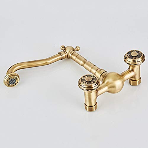 European Style Black Copper Full Body Wall Type Kitchen Faucet Hot And Cold Double Pots Basin Sink Laundry Mixing Valve,High #TOP3