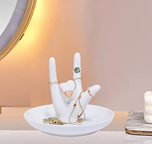Maoyamao Ceramic Hand Ring Holder Dish Jewelry I Love You Hand Sign Gifts Ring Display Stand Engagement Ring Holder For Women Birthday Wedding Valentine's Day Gifts #TOP3