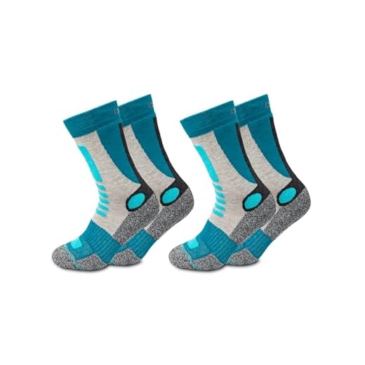 Occulto Calcetines senderismo mujer 2 pares (modelo: Gerlinde) 35-38 Turquesa-Gris