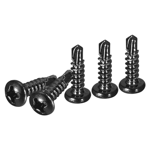 DTGN #6x1/2" Pan Head Self Drilling Screws - 100Pack - Black Oxide 410 Stainless Steel Phillips Drive Self Tapping Sheet Metal Screws