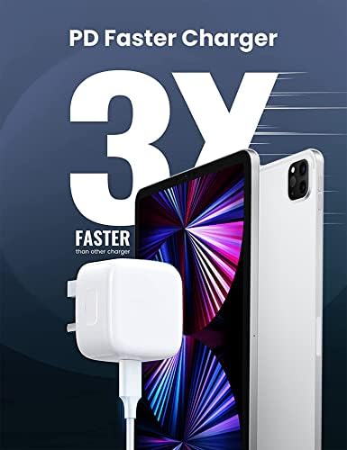 USB C charger and plug for ipad Pro, 20W Wall Fast Charger with 6.6FT USB C Fast Charging Cable Compatible for iPad Pro 12.9 5/4/3 Gen,iPad Pro 11 3/2/1 Gen,iPad Air 4,Galaxy S21/Note20, Pixel 5 etc