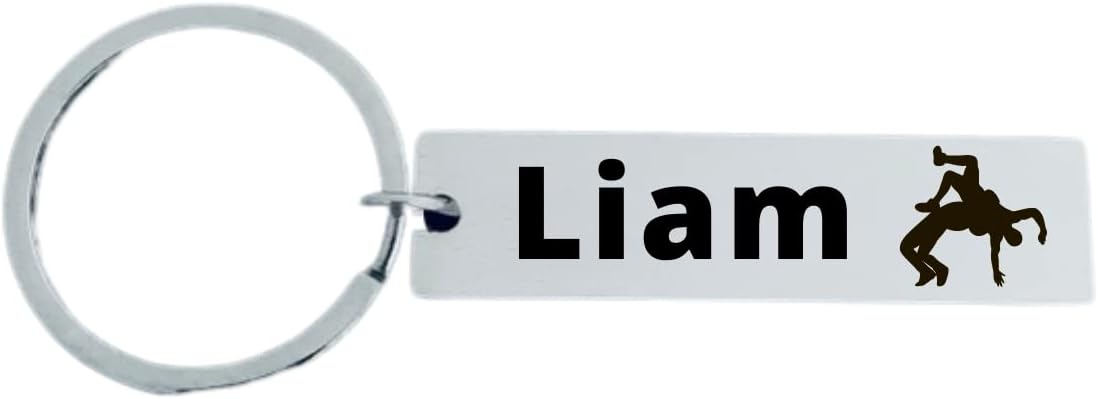 Personalized Wrestling Keychain, Custom Engraved Boys Wrestling Gifts, Wrestling Jewelry Accessories