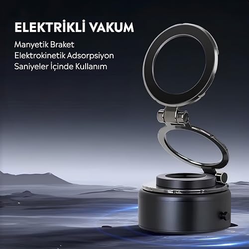 Babilden Vakumlu Araç İçi Telefon Tutucu Cama Torpido Üstü Araç Gögse Vakum Sayesinde Çok Güçlü Manyetik Tutucu Telefon Elektronik Vakum Çekici Premium (Siyah) - Görsel 6