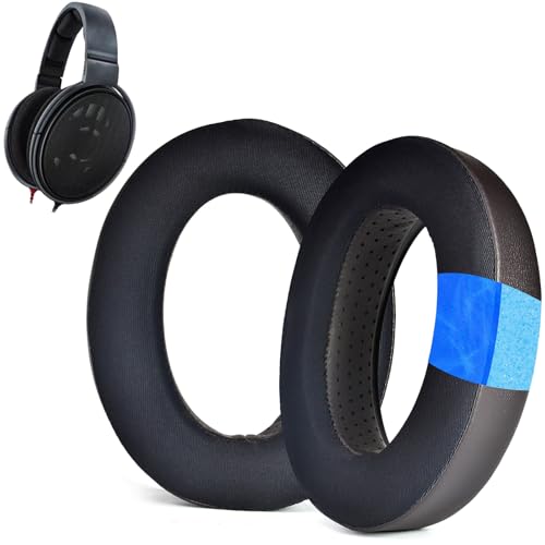 Cooling Gel Earpads for Sennheiser HD600, HD650, HD660 S, HD580, HD565, HD545, HD535, Ear Pads Cushions Replacement with Protein Leather and Noise Cancelling Memory Foam - Black