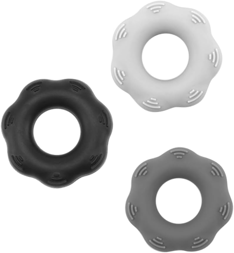 3Pcs Silicone Hand Gripper Rings for Strength Training and Rehabilitation Light Grey Dark Grey Black Comfortable Grip for Pressure Relief