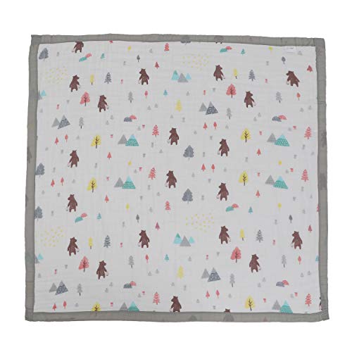 Image of Kassy Pop Printed 6 Layer Bamboo Muslin Blanket Cum Swaddling Towel for Baby, Toddlers | 70% Bamboo, 30% Cotton | AC Quilt, Multi-Purpose Blanket | 110cm x 110cm (Multicolor Print)