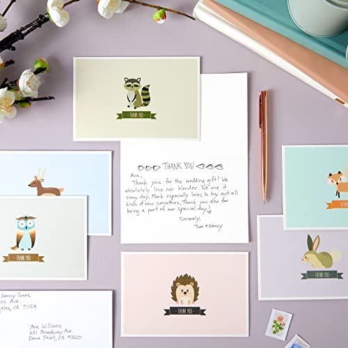 Best Paper Greetings 48 Pack Funny Woodland Animal Thank You Cards With Envelopes For Baby Shower, Kids, All Occasion (6 Cute Designs, 4X6 In) #TOP1