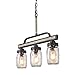 LOG BARN Rustic Mason Jar Chandelier, Farmhouse Lighting Metal Finish, Glass Hanging Pendant for Dining Room, Kitchen Island