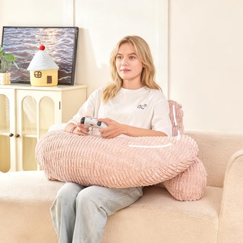 PAJEO 19" Reading Pillow for Bed,U Shaped Arm & Elbow Support,Pink Corduroy by PAJEO - Used condition - US$37.70