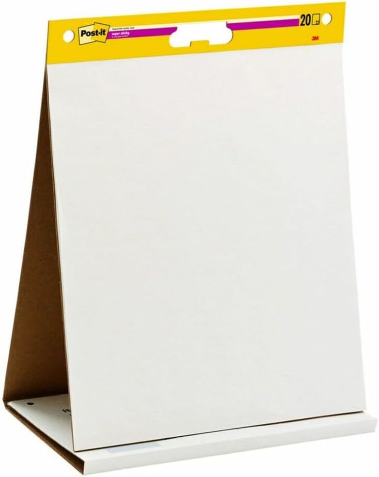 Post-it Super Sticky Portable Tabletop Easel Pad w/ Dry Erase Panel, Great for Virtual Teachers and Students, 20x23 Inches, 20 Sheets/Pad, 1 Pad, Built-in Stand (563DE)