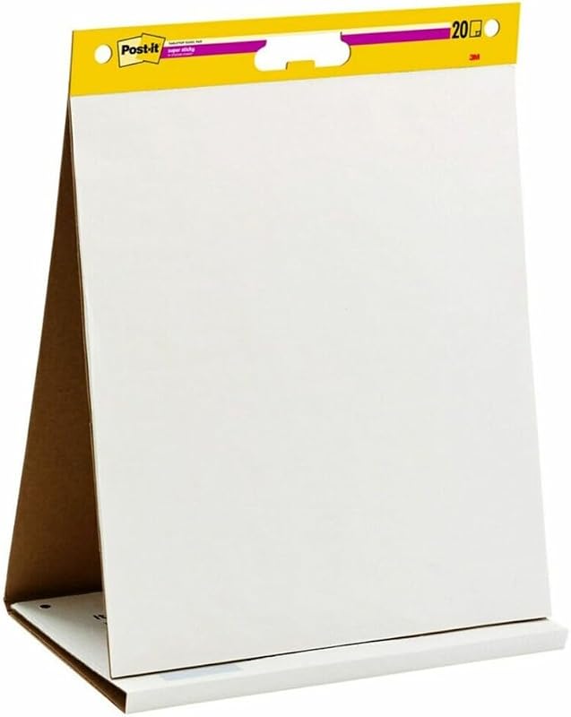 Post-it Super Sticky Portable Tabletop Easel Pad w/ Dry Erase Panel, Great for Virtual Teachers and Students, 20x23 Inches, 20 Sheets/Pad, 1 Pad, Built-in Stand (563DE)