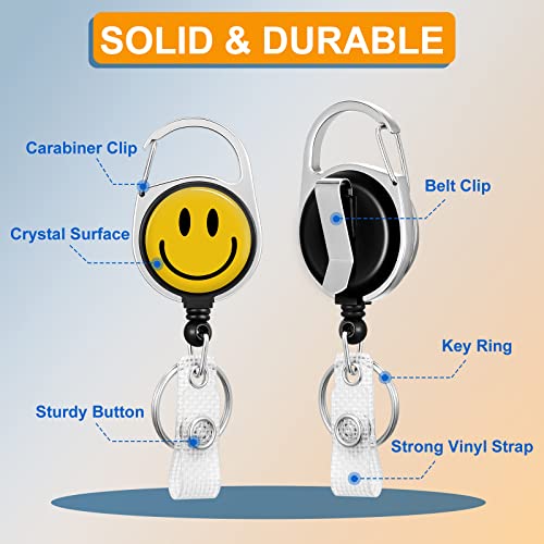 Plifal Badge Holder With Retractable Reel, Cute Smile Smiling Face Id Name Tag Work Badge Clip Heavy Duty Vertical Card Protector Cover Case For Work Office Nurse Medical Student Teacher Women Men #TOP1