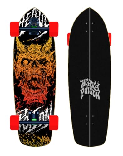Heavy Poison Cruiser Skate Skateboard Complete Trucks 180mm - Demon On Fire 34 Heavy Poison Cruiser Skate Skateboard Complete Trucks 180mm - Demon On Fire 34