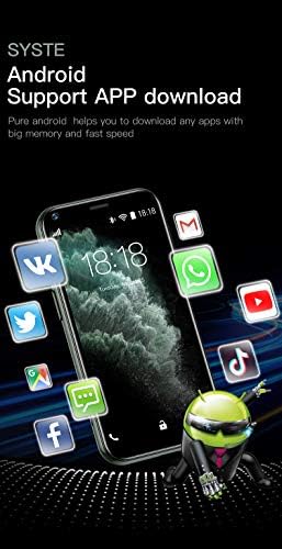 Mini 3G Mobile Phone, SOYES XS11 Small Smartphone 2.5 inch Android 6.0 1GB RAM 8GB ROM Quad Core Dual SIM 1000mAh Mobile Phone with 3D Glass Slim Body HD Camera WIFI Google Play (Black)