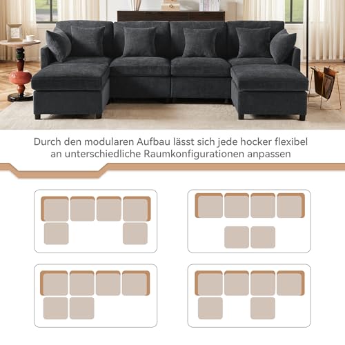 Sofá modular esquinero convertible con cojines desmontables para limpiar fácil 7