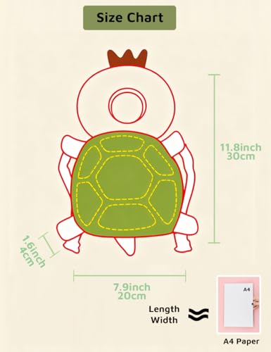 JunNeng Baby Head Protector Backpack, Toddler Walking Fall Head Protection, Green Turtle - Thumbnail 5