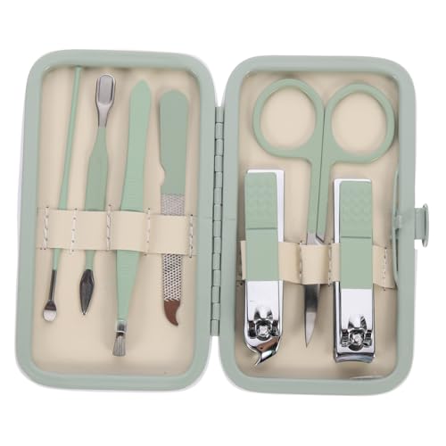 NIYANGLE 1 Juego Manicura Multifuncional de Verde Matcha Kit de Cuidado de Uñas Portátil y Herramientas de Pedicura para Hogar Incluye Cortauñas y Alicates Inoxidable
