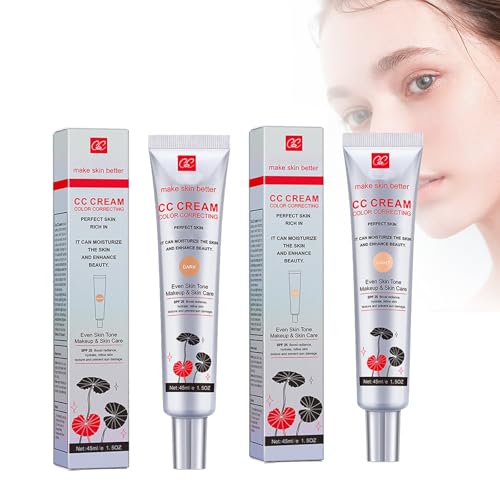 Crema Coreana CC que Cambia de Color - Base Hidratante 2 en 1 para Cuidado de la Piel y Maquillaje, Mejora la Textura, 45 ml (Light+Dark)