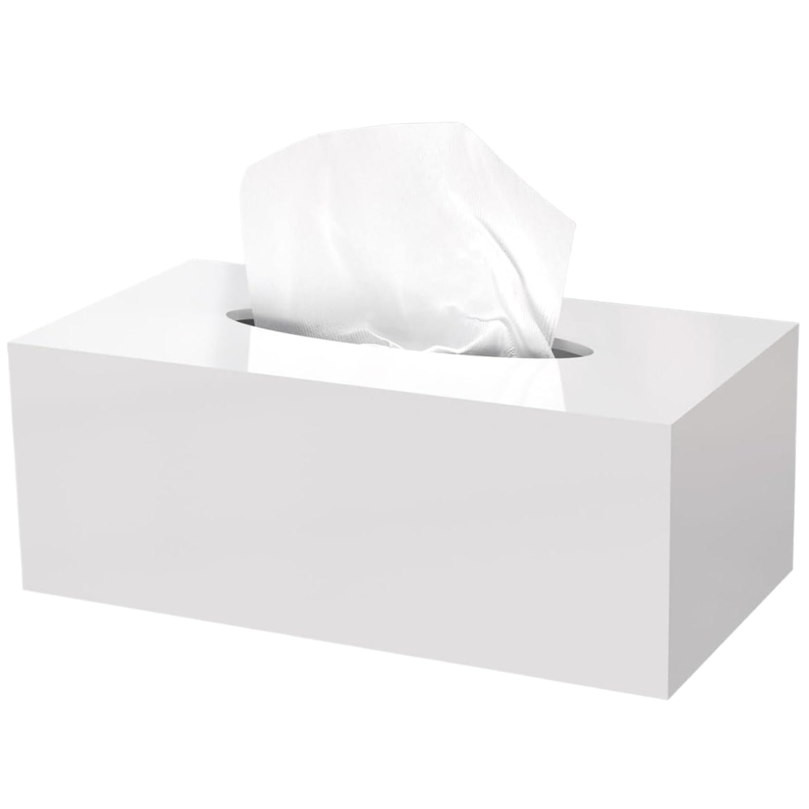 Wedhapy White Tissue Holder Tissue Box Cover Rectangle Large Capacity Lightweight Acrylic Box Cover With Openable Bottom Minimalist Holder For Home