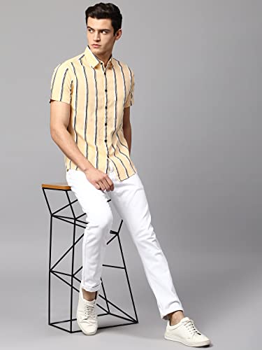 Image of Dennis Lingo Men's Pink Slim Fit Cotton Casual Shirt