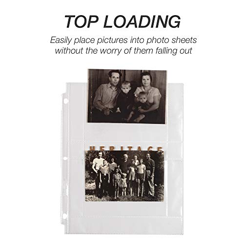 Samsill 4x6 Photo Pages for 3-Ring Binder 4x6, 25 Pack), Holds 100 Pictures, Each 2-Pocket Photo Pages Hold Four 4 x 6 Pictures, 4x6 Photo Pockets, 4x6 Photo Sheet Protector - Thumbnail 6