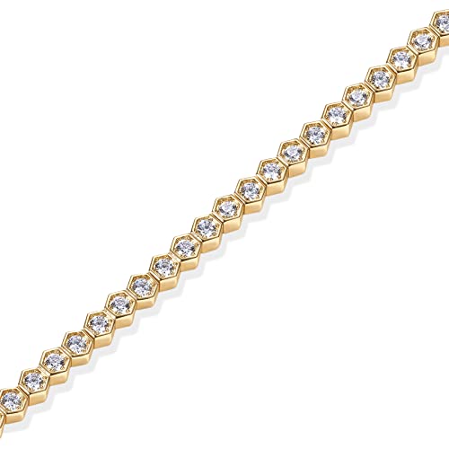PAVOI 14K Gold Plated 2mm Cubic Zirconia Honeycomb Tennis Bracelet | Gold Bracelet for Women | SizeS 6.5-7.5 Inch3
