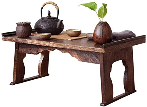 Table en bois massif pliante au design japonais et finitions marron