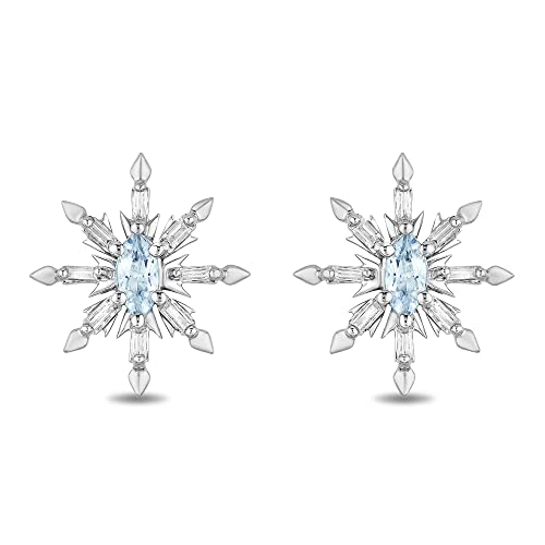 Jewelili Enchanted Disney Fine Jewelry 10K White Gold 1/5 CTTW Diamond and Aquamarine Elsa Earrings3