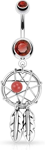 Miniatura 6 de Joyería de joyería para atrapasueños de acero quirúrgico con diseño de estrella tejida de acero quirúrgico para ombligo, 0.49oz, Mod-RTY-895-861